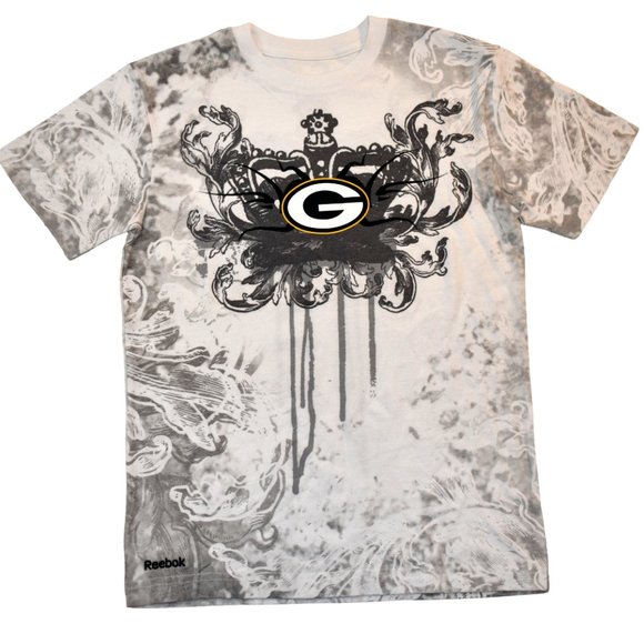Reebok Other - Youth Boys NFL Green Bay Packers 2-Sided Tattoo Style White Shirt New M (10-12)